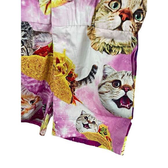 B6‎ Women's Galaxy Cat Print Playsuit Romper Shorts Blue Pink Size Medium - Picture 2 of 8